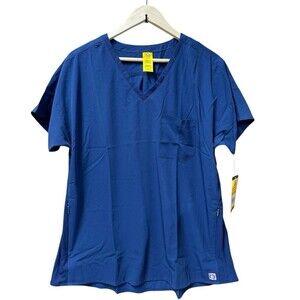 Wonder Wink Scrub Top Women’s Large NAVY BLUE Zip Pockets NEW WITH TAG
